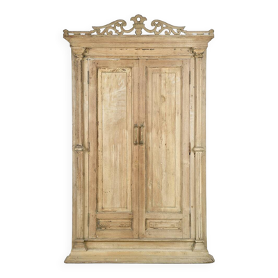 Ancienne porte indienne à deux battants en bois massif sculpté