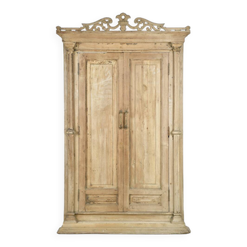 Antique Indian double-leaf door in carved solid wood