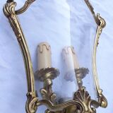 Pair of bronze and glass wall lights