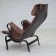 1970s, Swedish design by Bruno Mathsson, model "Pernilla",  leather.