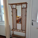 Rattan wall coat rack year 50s