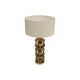 Mid-century modern Italian table lamps with hand-sculpted brass, floral pattern.