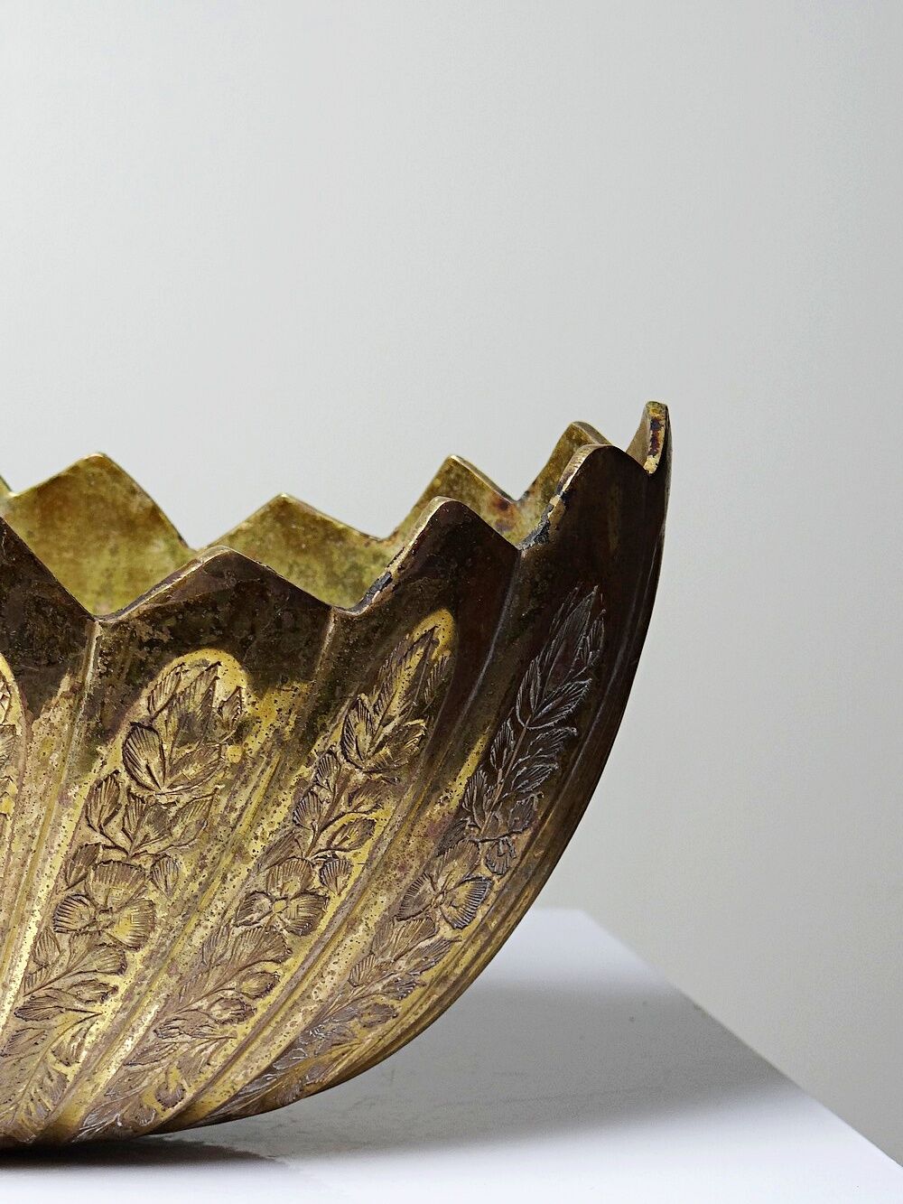 Antique Indian brass jardinière, circa 1920-1940.