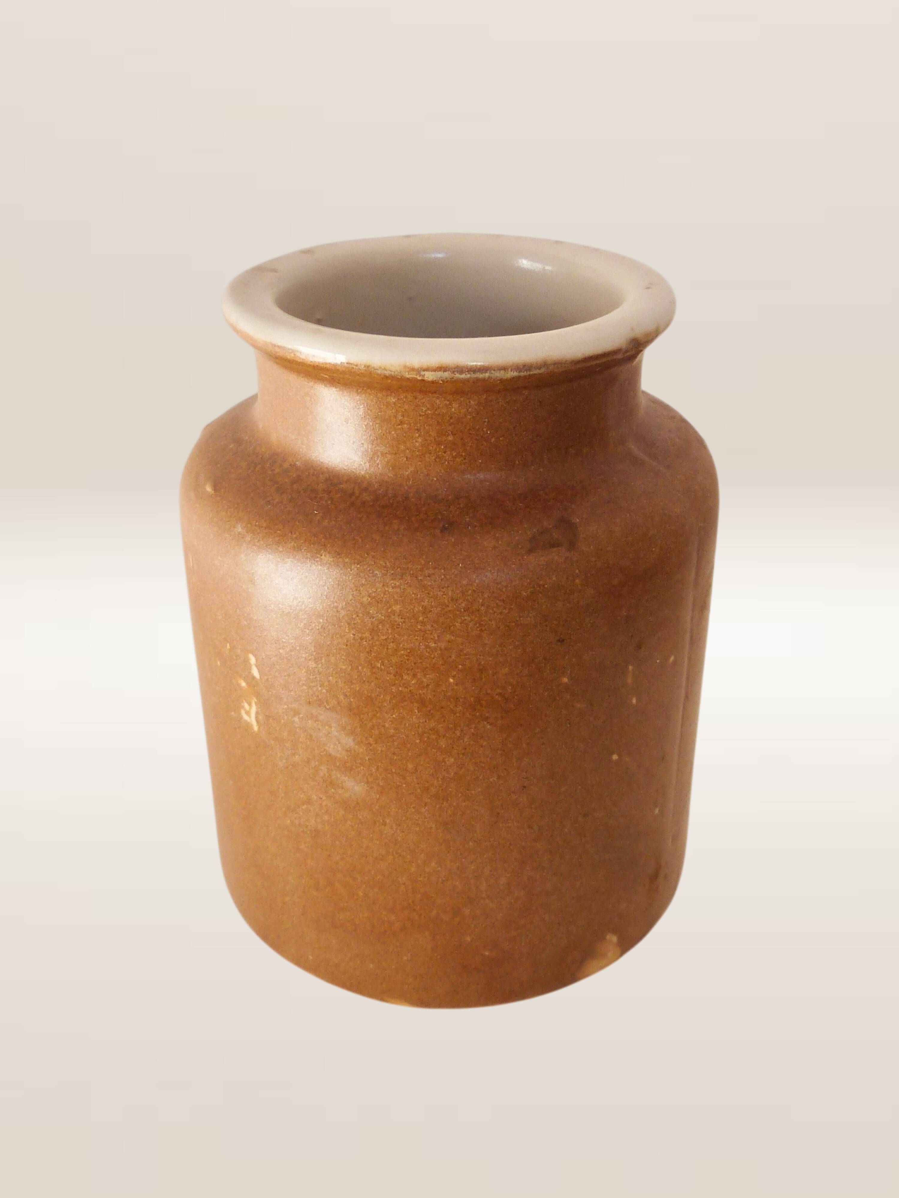Set of five stoneware mustard pots