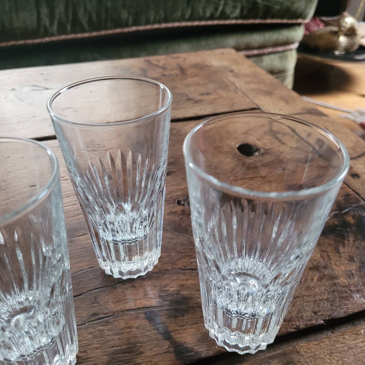 Set of 6 antique faceted glasses – vintage bistro from the 60s/70s
