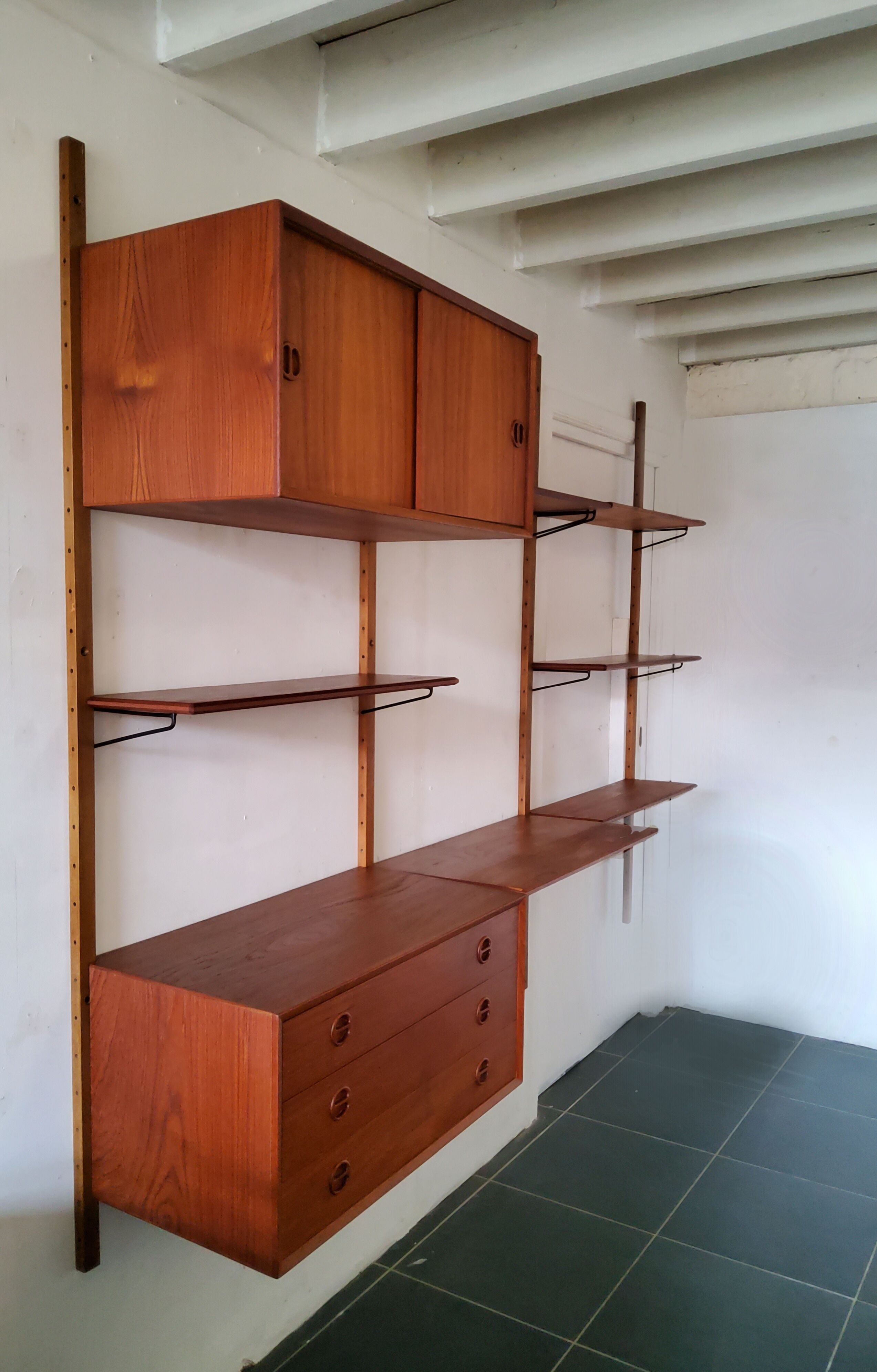 Danish vintage modular wall shelf, 1960