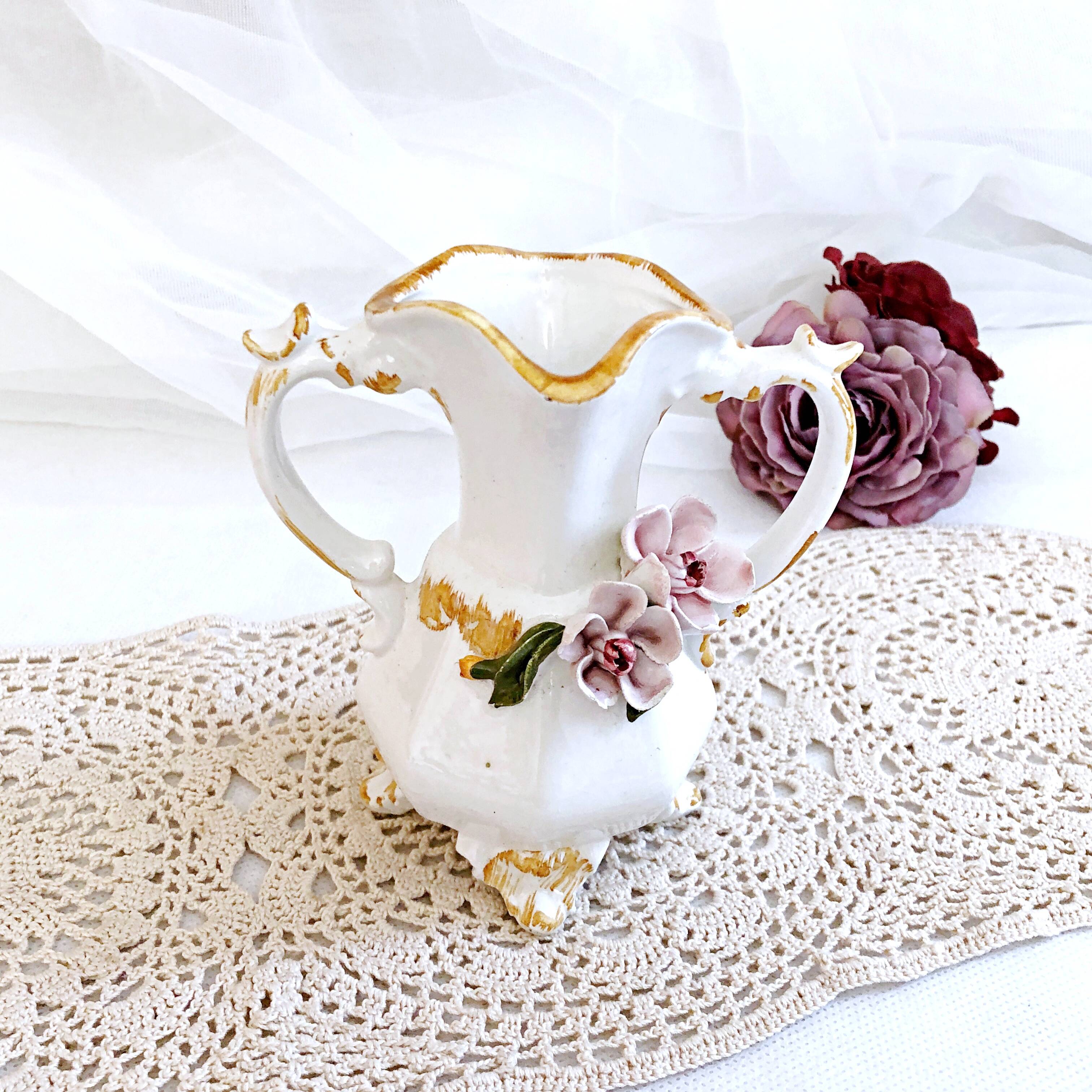 Amphora-shaped earthenware vase with floral slip BASSANO Italy