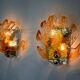 Pair of "leaf" wall lights by Murano Mazzega in orange frosted glass Italy 1970