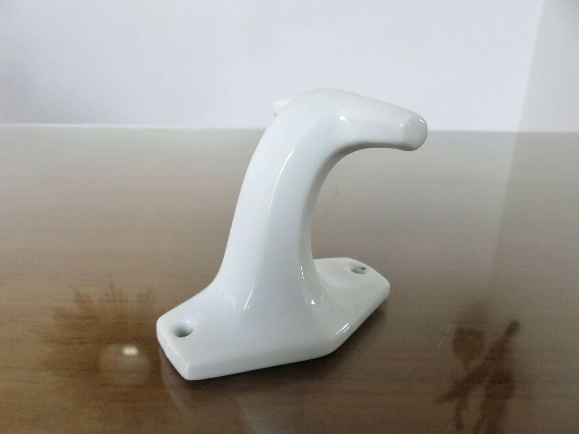 Art Deco white porcelain coat hook 1930s 40s