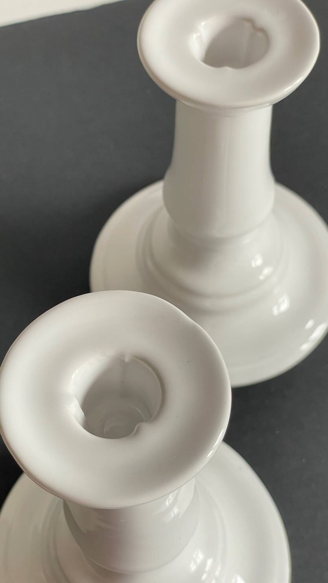 Antique White Ceramic Candlesticks