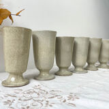 6 mazagrans in vintage speckled stoneware