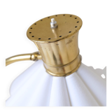 Curved mid-century floor lamp in brass and stone