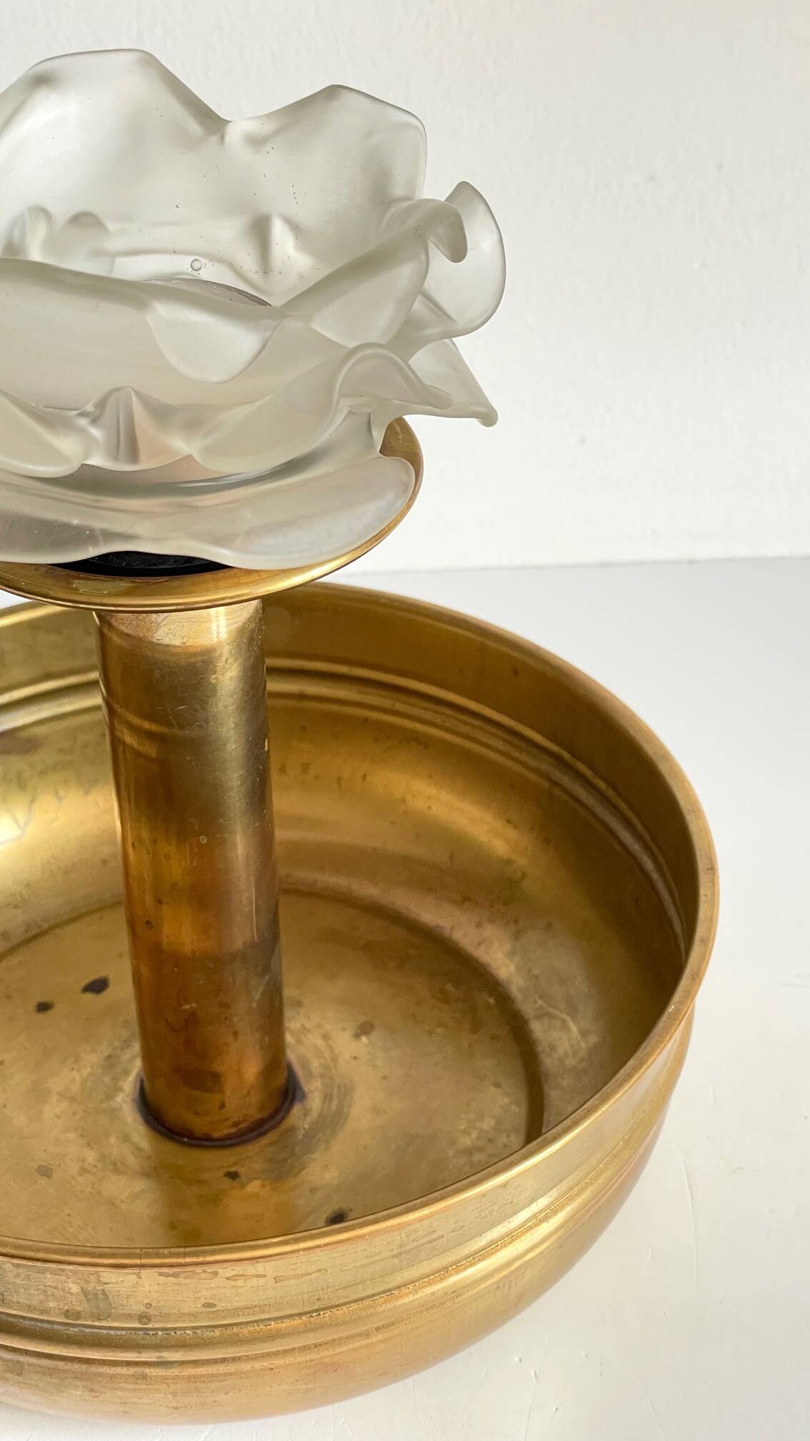 Vintage brass and glass centerpiece candle holder