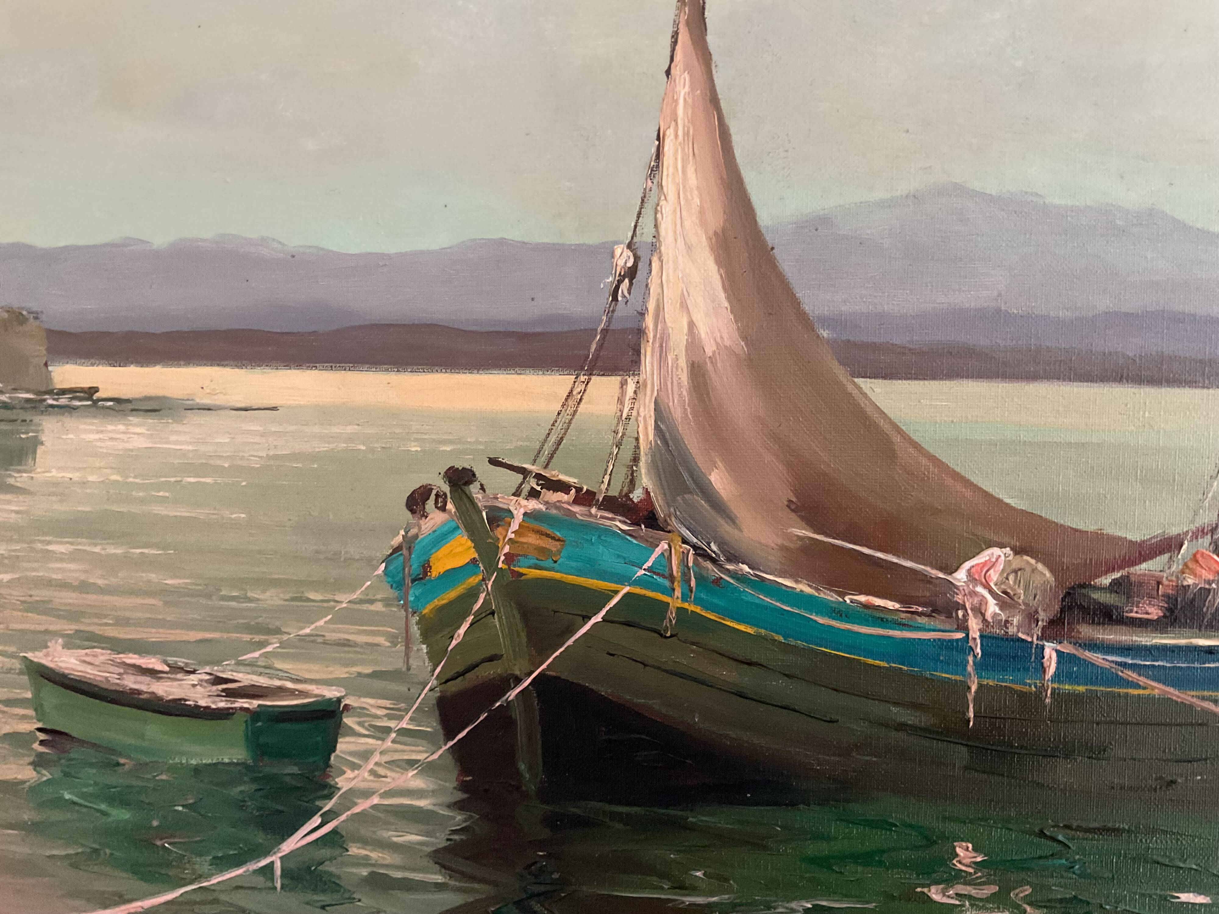 Seascape oil painting / Return from fishing