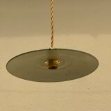 Suspension in green and white enamelled sheet metal socket brass golden threads