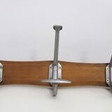 Wall-mounted coat rack in wood and metal with 3 hooks