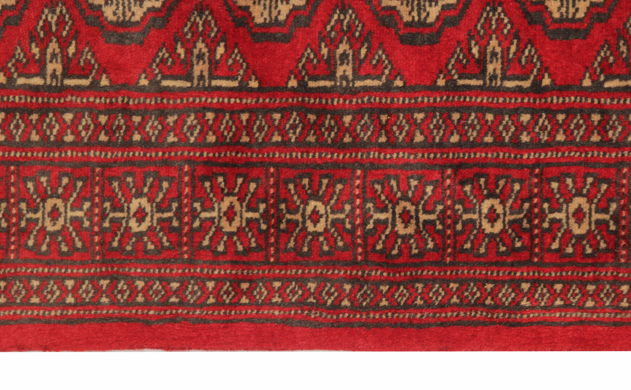 Handwoven bokhara runner rug traditional red motif runner carpet- 77x247cm