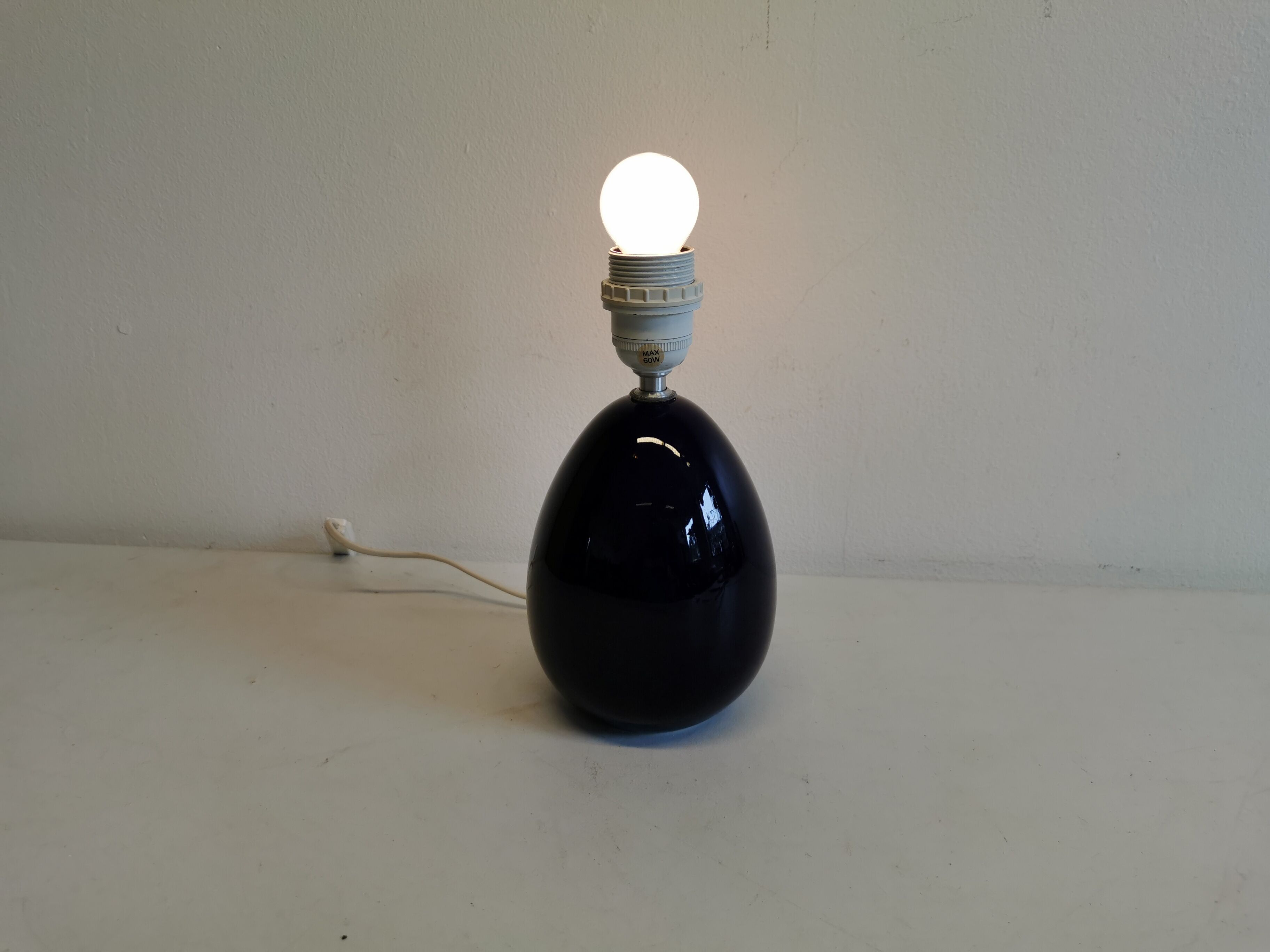 Small Table lamp in dark blue ceramic, made by Søholm ceramics Denmark.