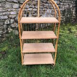 Vintage 60s bamboo rattan standing shelf