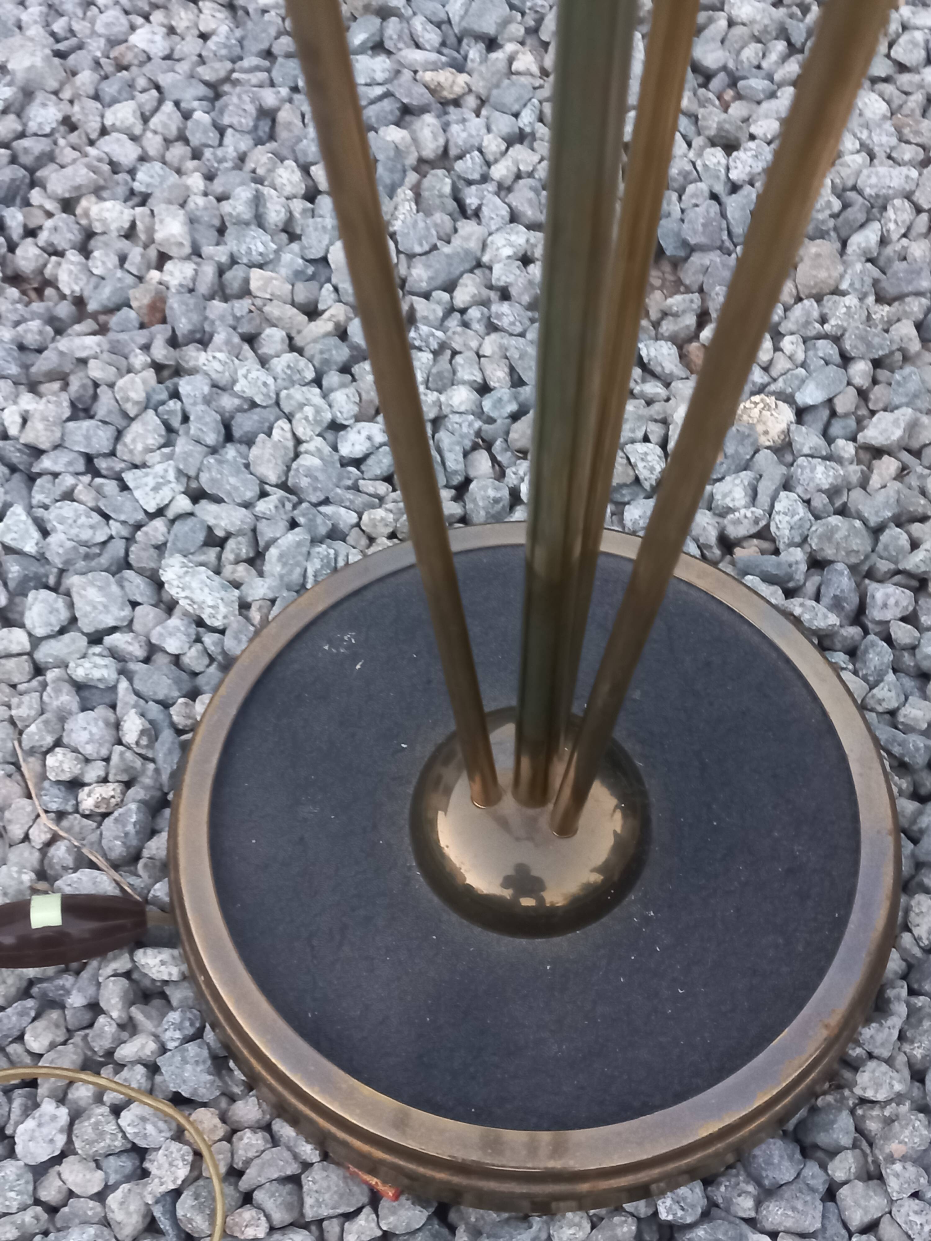 Vintage Lunel floor lamp with 3 golden metal tulips from the 1960s.