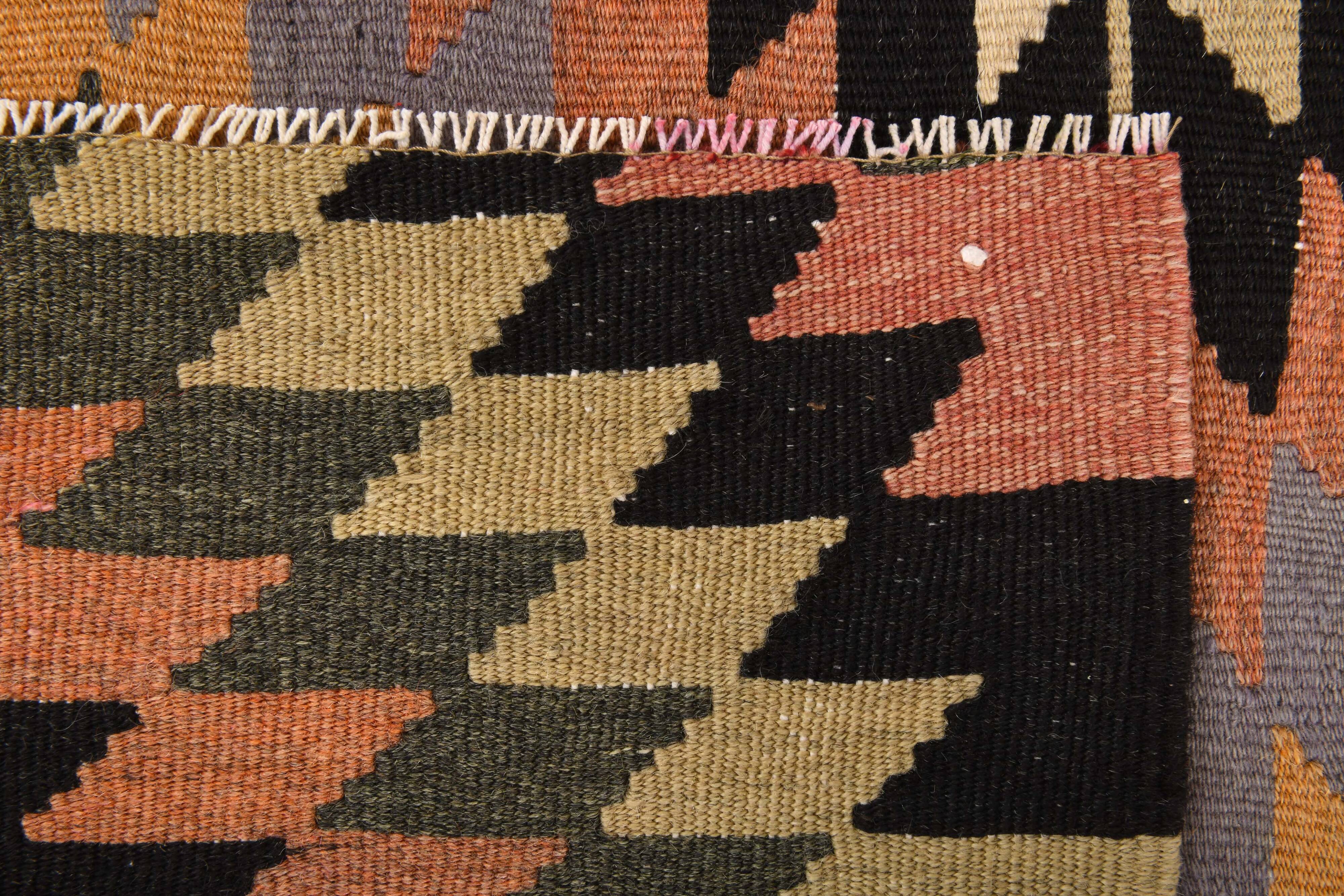 Orange Black Turkish Kilim Rug 170x259Cm SK 35353