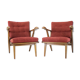 1960s pair of oak armchairs, czechoslovakia