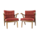 1960s pair of oak armchairs, czechoslovakia