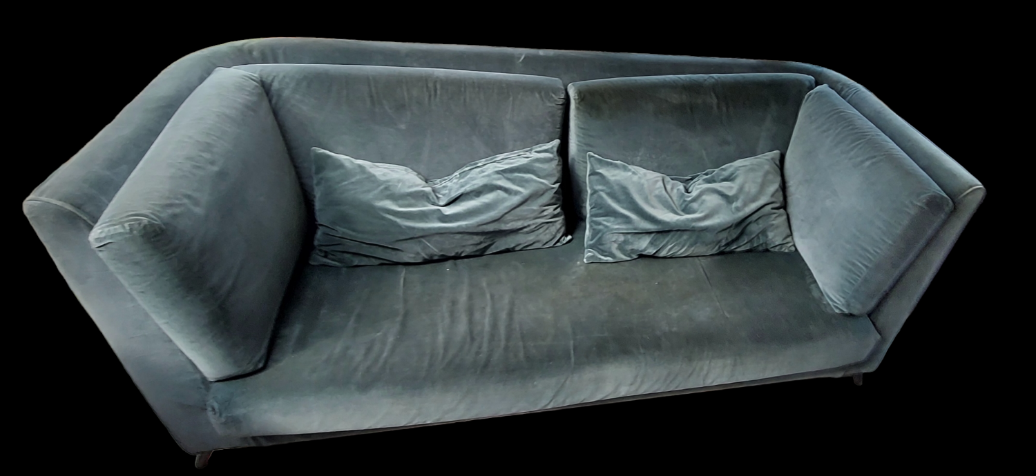 Green velvet 3-seater sofa