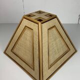 Midcentury pencil reed rattan bamboo and brass table lamp, 1970s