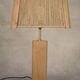 Brutalist lamp in elm and solid oak with a cord shade – 1980s