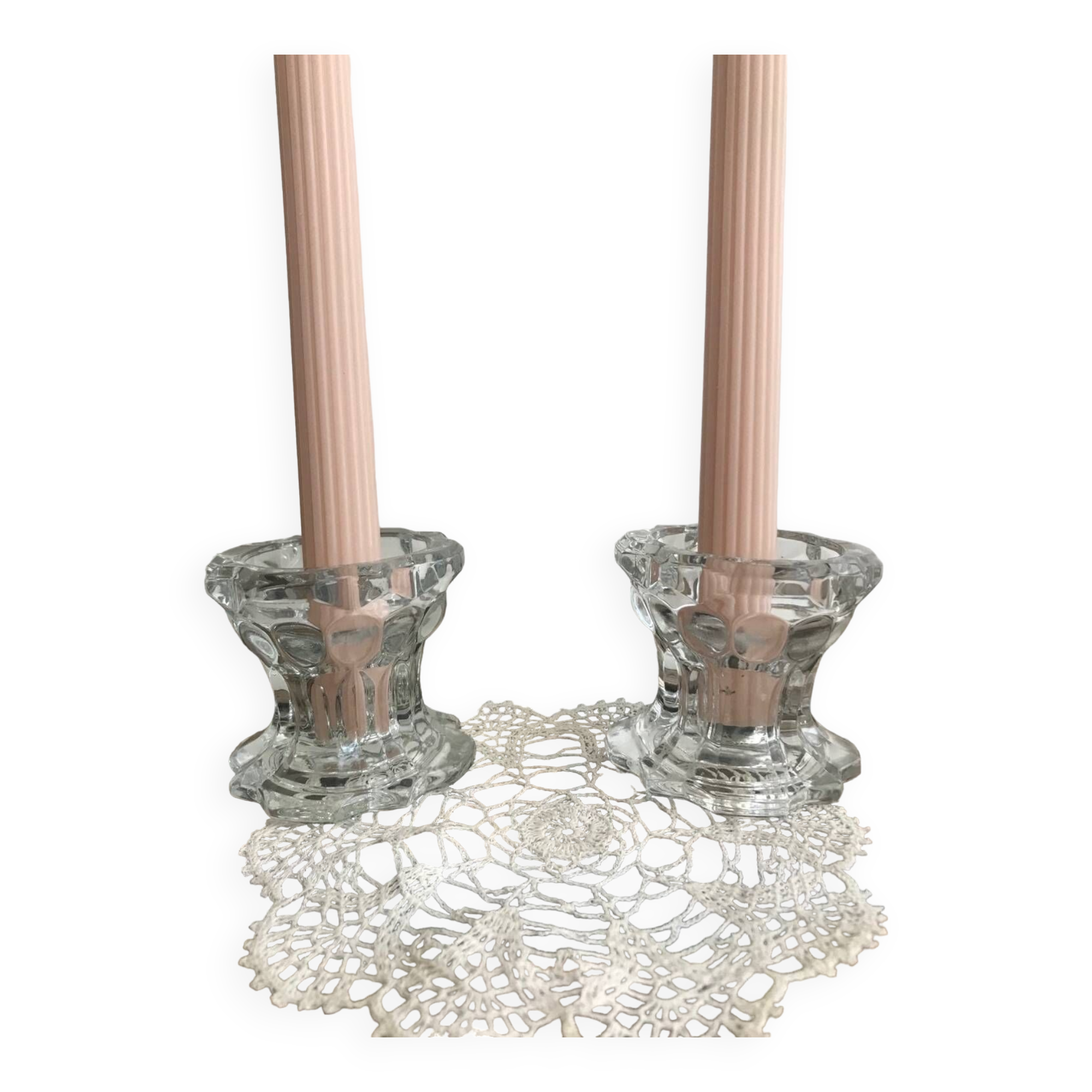 2 Reims glass candle holders
