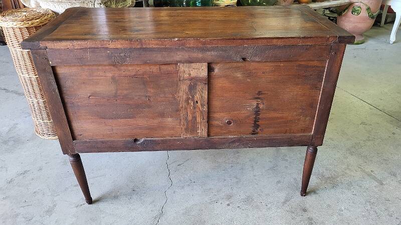 LOUIS XVI COMMODE WITH 2 DRAWERS IN SOLID WALNUT FROM THE 19TH CENTURY
