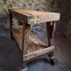 French industrial kitchen island, antique work table in chestnut and oak, circa 1900.