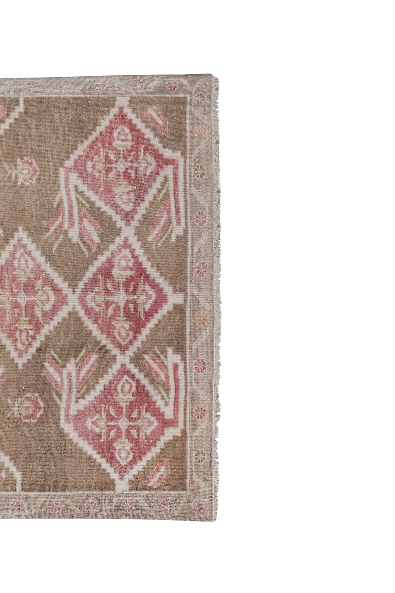 Vintage Taupe Pastel Turkish Karapinar Rug 4'10'' x 8'1''