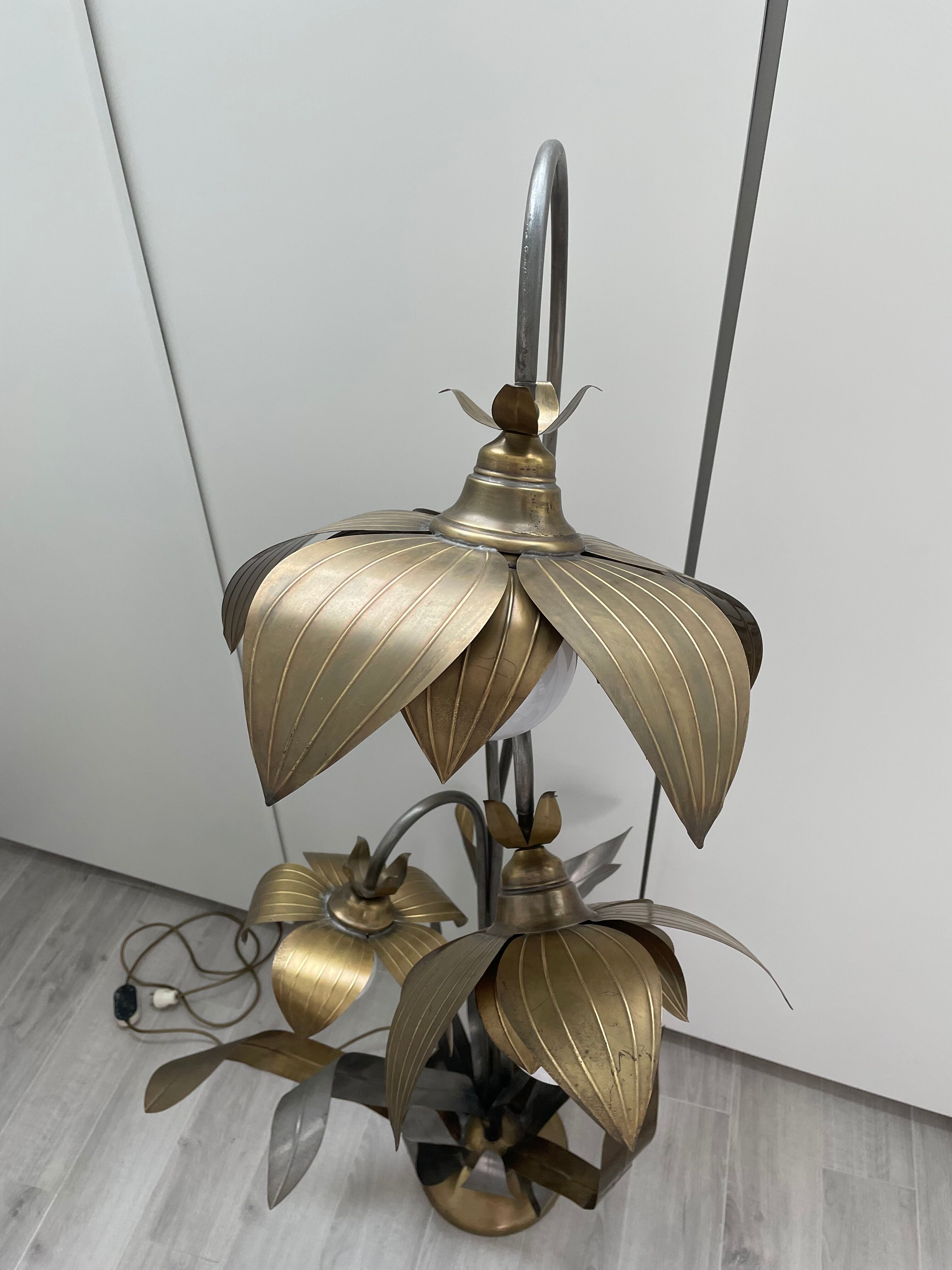 Lampadaire fleurs et plante lampe de plancher de fleur - design années 70