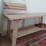 Massive oak bench with compass feet