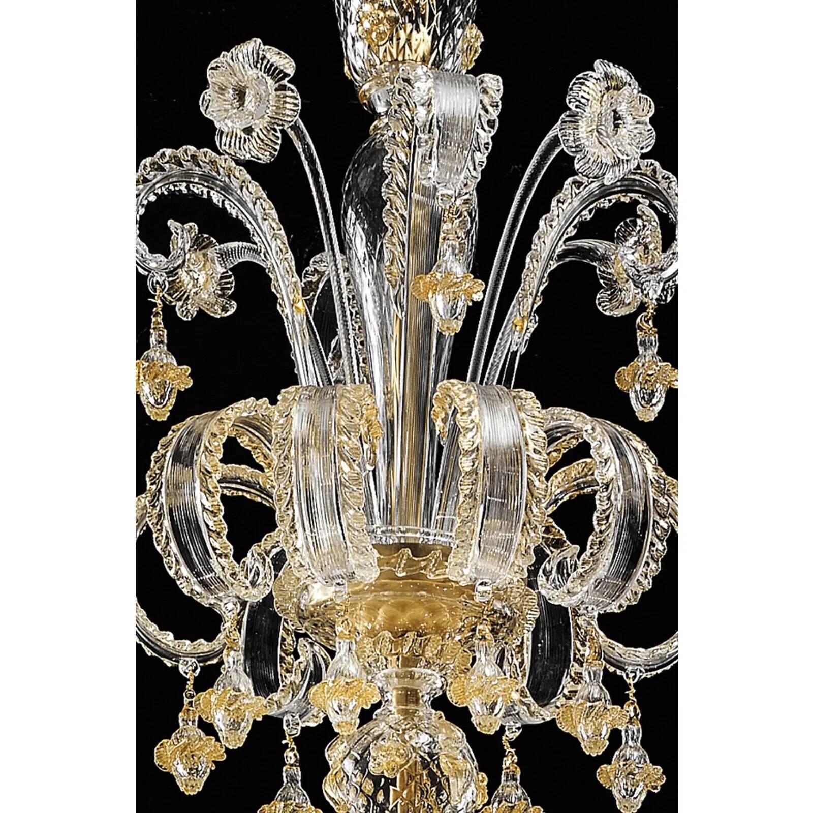 Imperial Style “Rigadin” Murano Glass Chandelier in Venetian Design