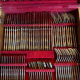 1960s bamboo brass cutlery set