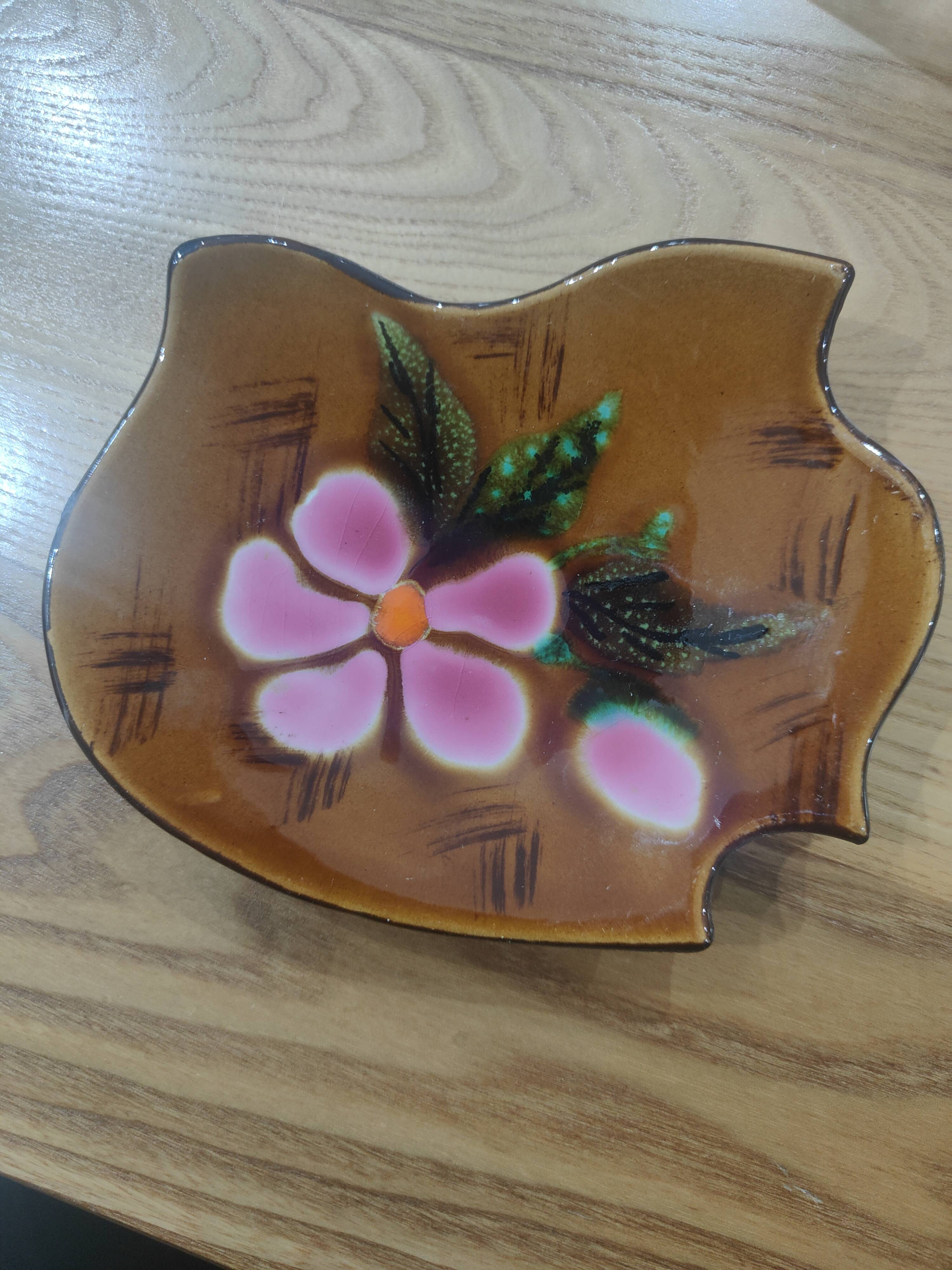 Ceramic butter dish with floral motif, signed Poët-Laval