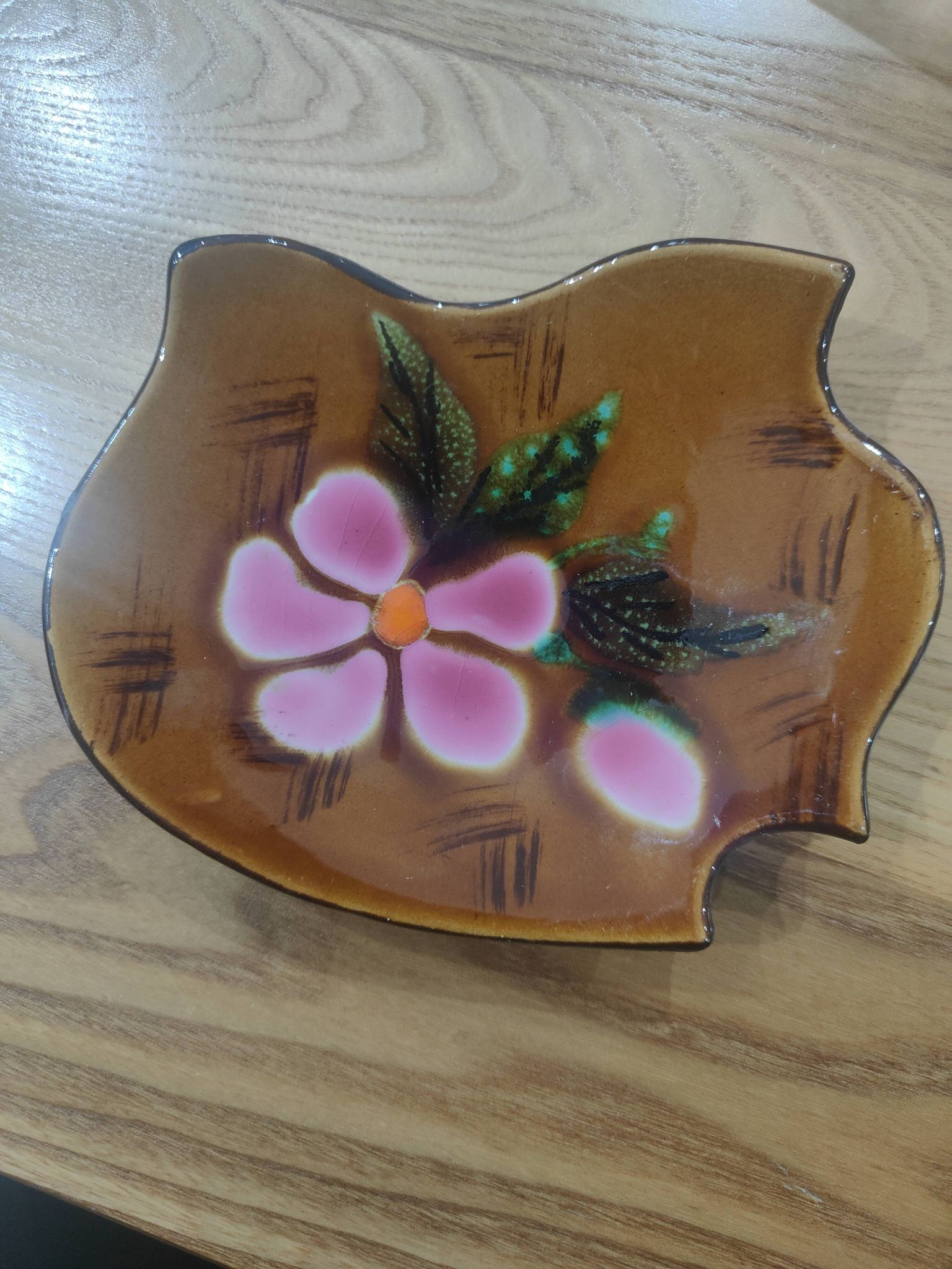 Ceramic butter dish with floral motif, signed Poët-Laval