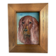 Vintage original dog portrait oil painting, signed animal art