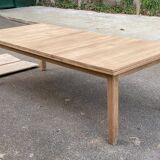 Renovated extendable farmhouse dining table in solid oak from the 19th century, 250-350.