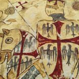 Tapisserie 2 m -Médiévale reproduction fresque croisades Templiers