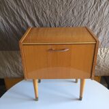 French vintage bedside in varnished blond wood 60