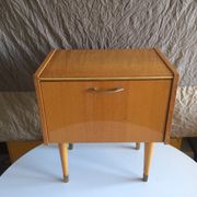 French vintage bedside in varnished blond wood 60