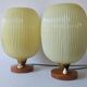 Rare Pair of Table Lamps, Glass and Wood, 1960s