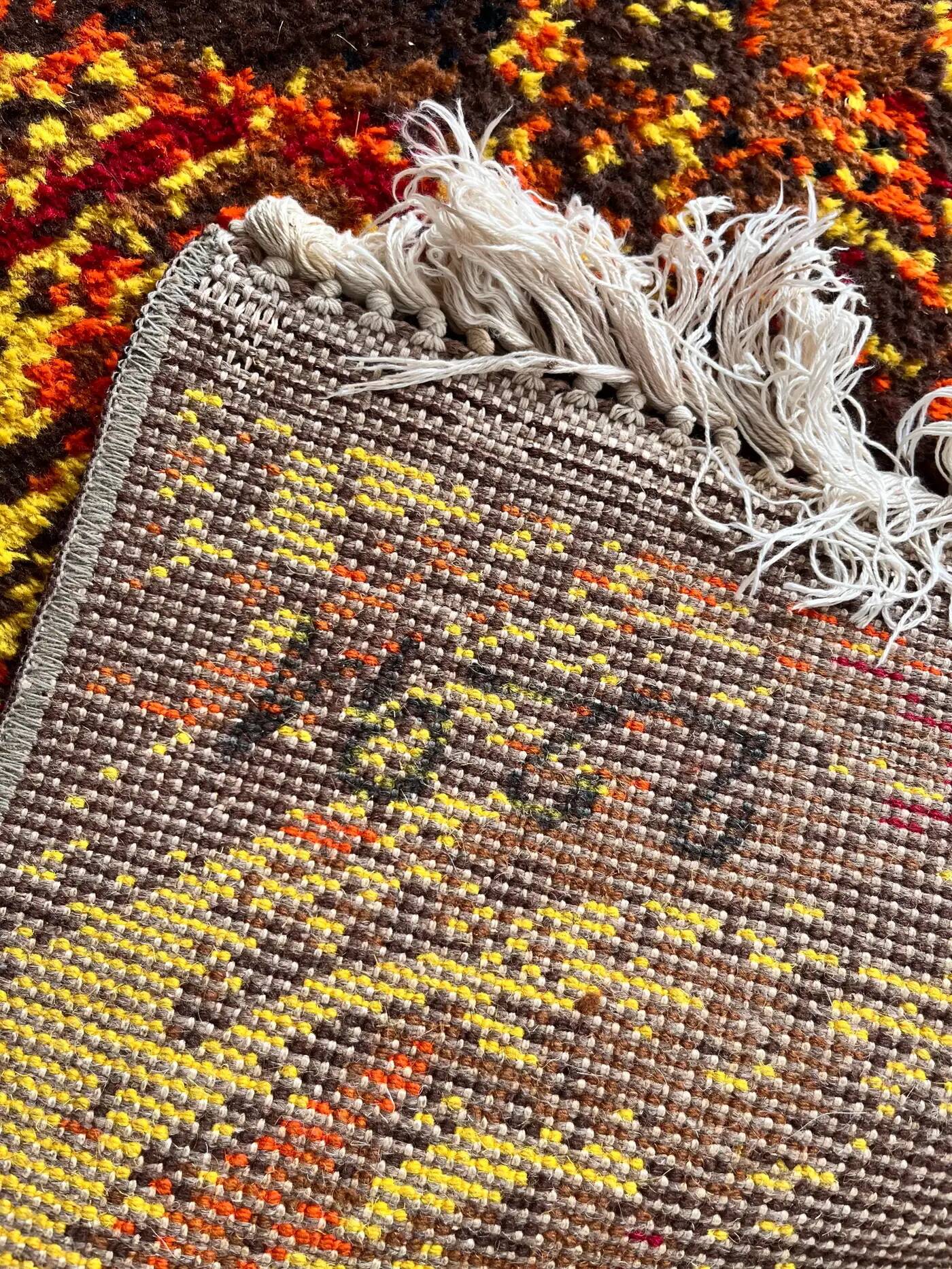 Extraordinary handmade art abstract design wool carpet in style of Kybal, 1960s