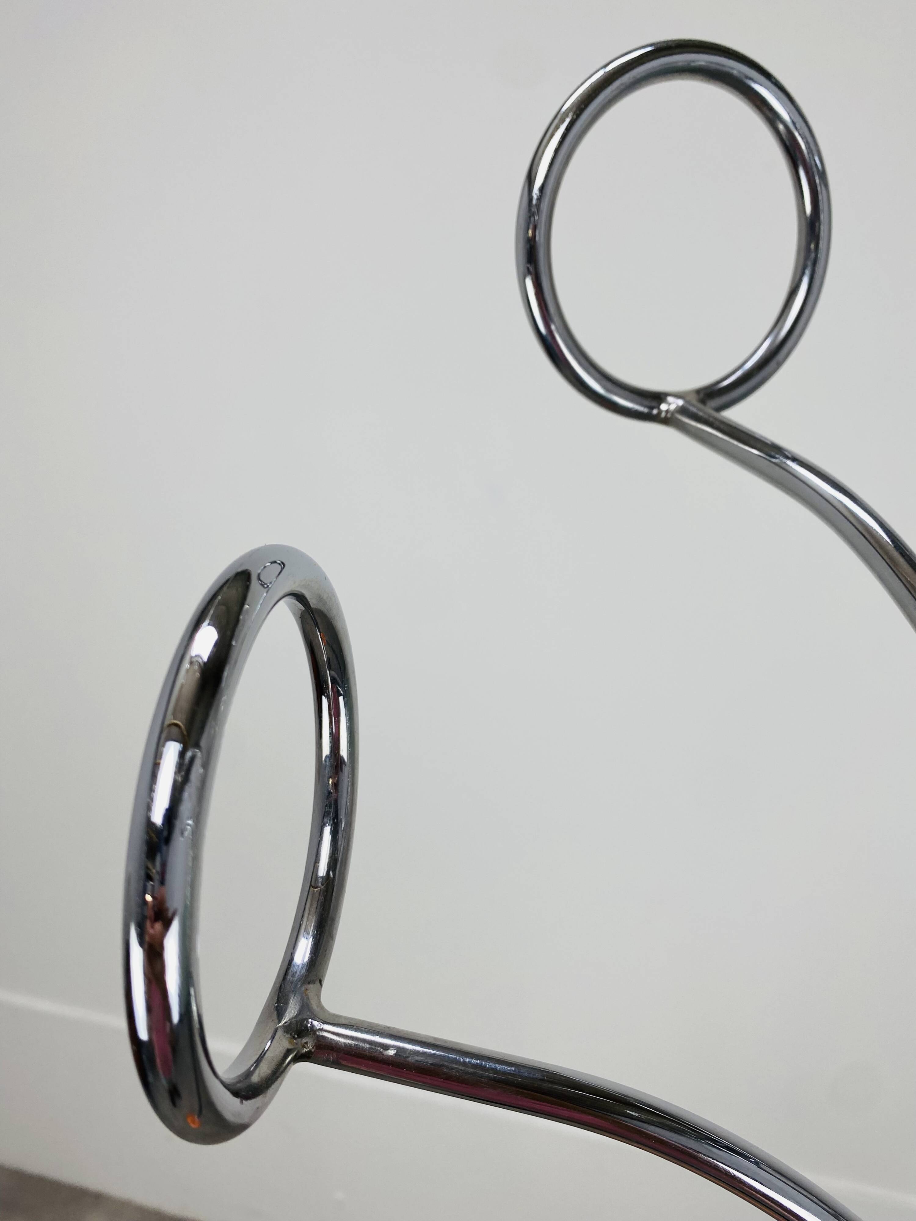 Coat rack 70's orange and chrome by Fase