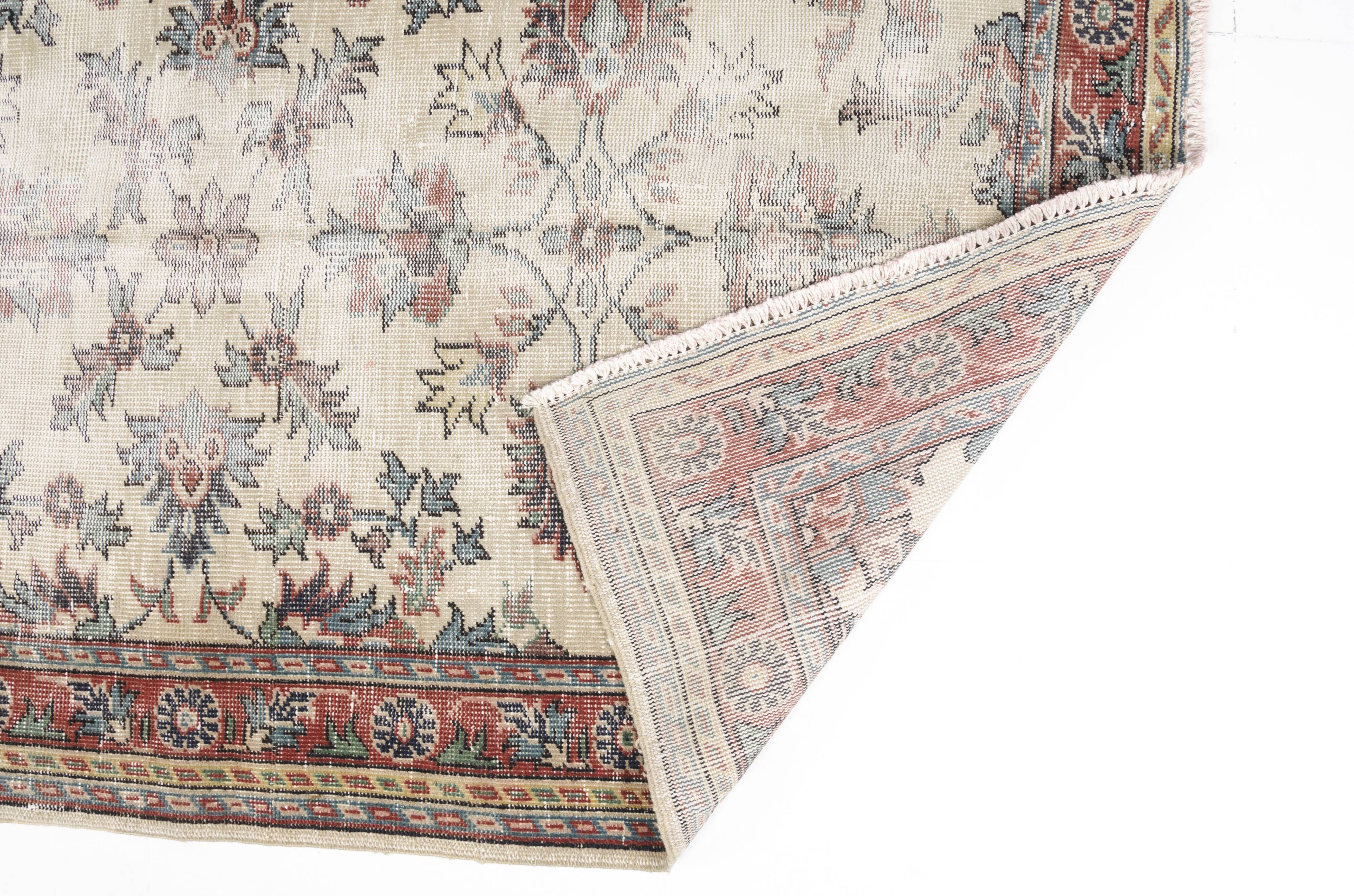 Multicolour Oushak Vintage Turkish Rug-sku-v722