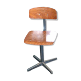 Chaise enfant vintage en bois à pied en métal